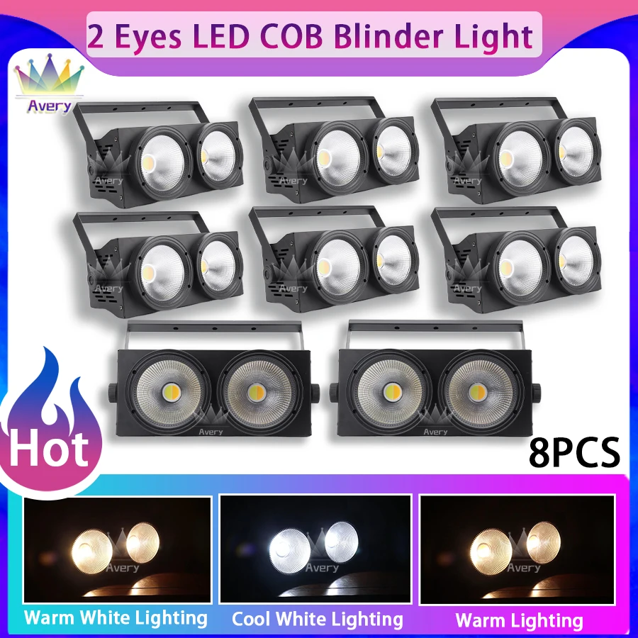 

No Tax 8Pcs 2x100W 2 Eyes COB Light DMX Stage Lighting 200W Cold / Warm White 2in1 COB Lighting Dj Bar Wedding Party