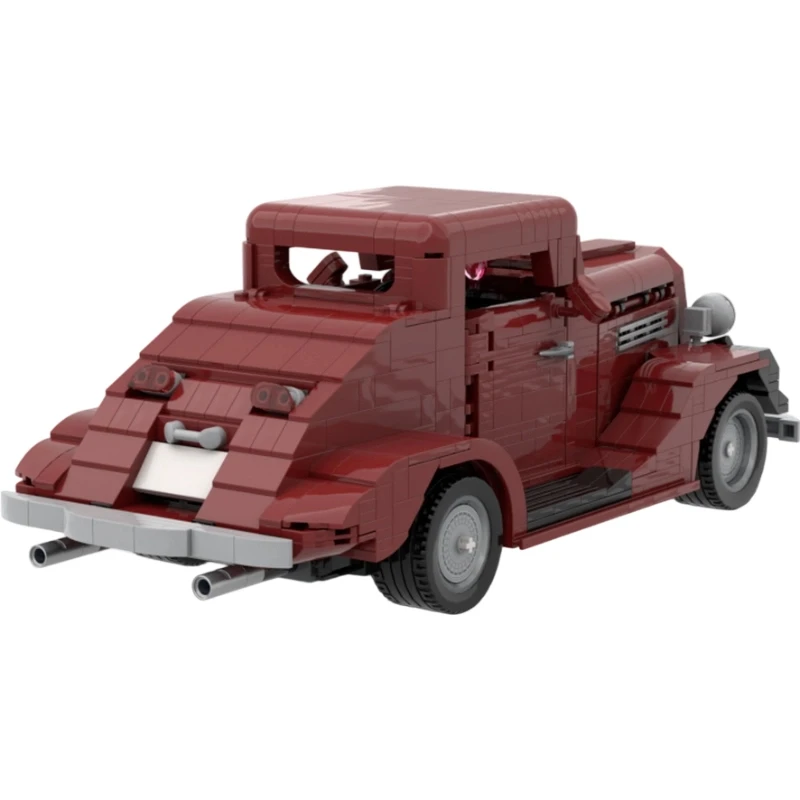 Retro 1930s Three-Side Window Vintage Coupe Building Blocks Classic American Oldtimer Small Particle Desktop Ornament