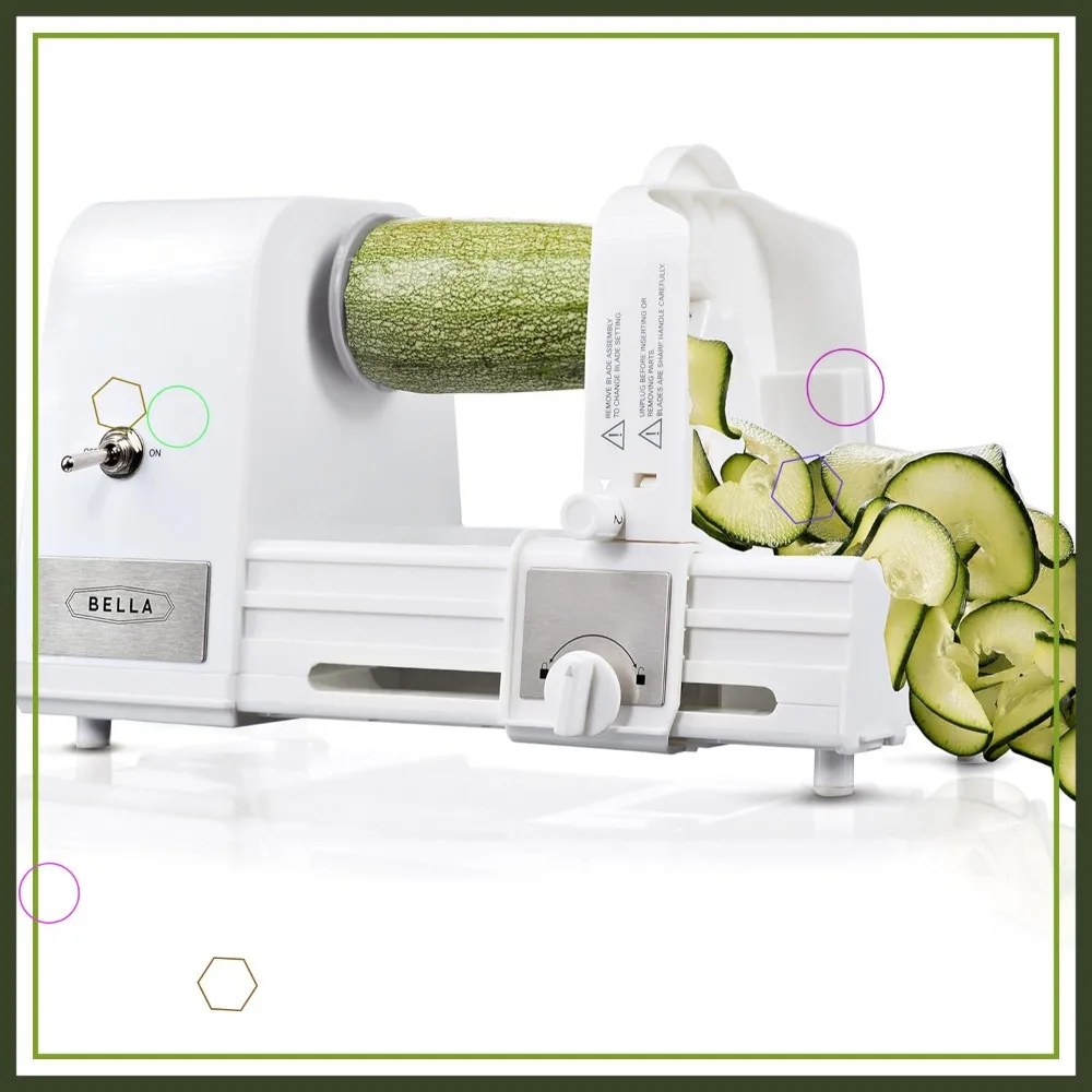 

4-in-1 Automatic Electric Spiralizer & Slicer, Makes Veggie Noodles Fast, Easy Clean, Recipe Book Included