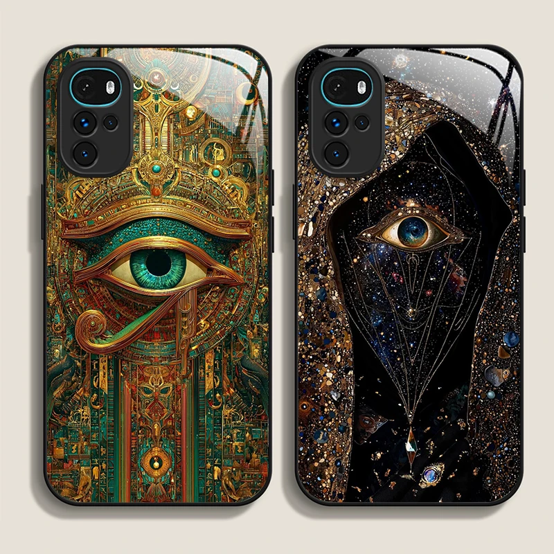 

Чехол для телефона из закаленного стекла в стиле ретро Devil Eye Mysterious Totem для Motorola Moto G85 G84 G75 Edge 50 Fusion 40 Neo 30 Pro Hard Cover
