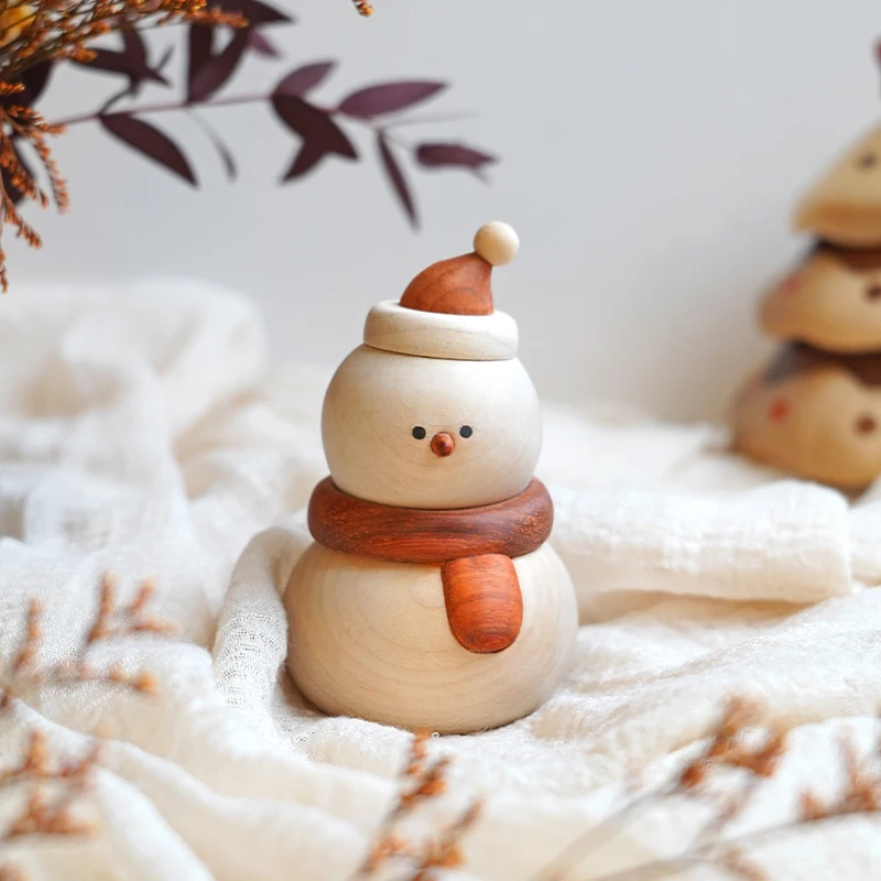 

Solid Wood Cute Tabletop Decoration Modern Simplicity Living Room Household Car Wooden Snowman Decoration Crafts Christmas Gifts