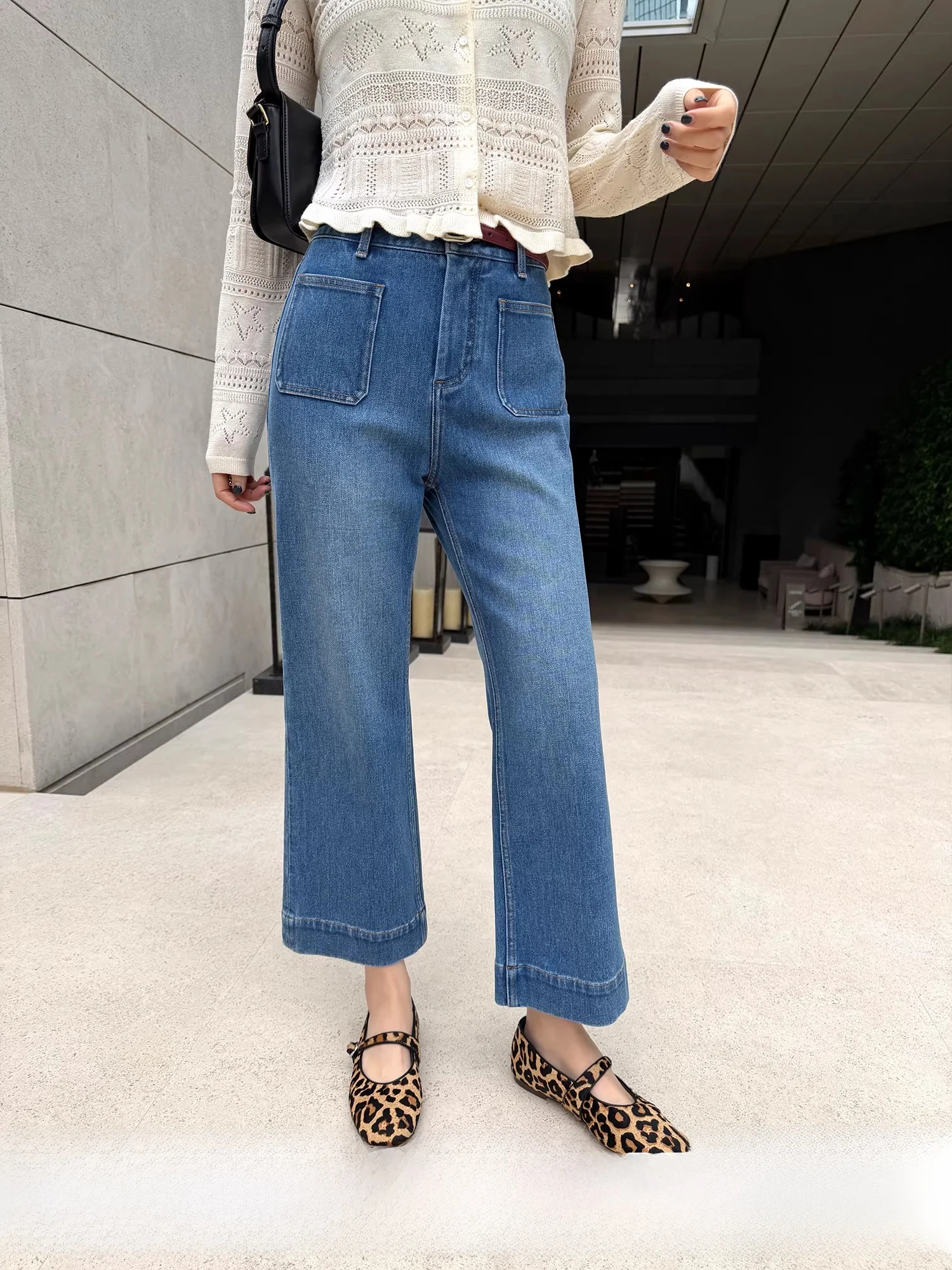 

Classic Nine-Tenths Straight Leg Jeans Women's High Waist Classic ket Denim Spring New Faion Slimming French Sle
