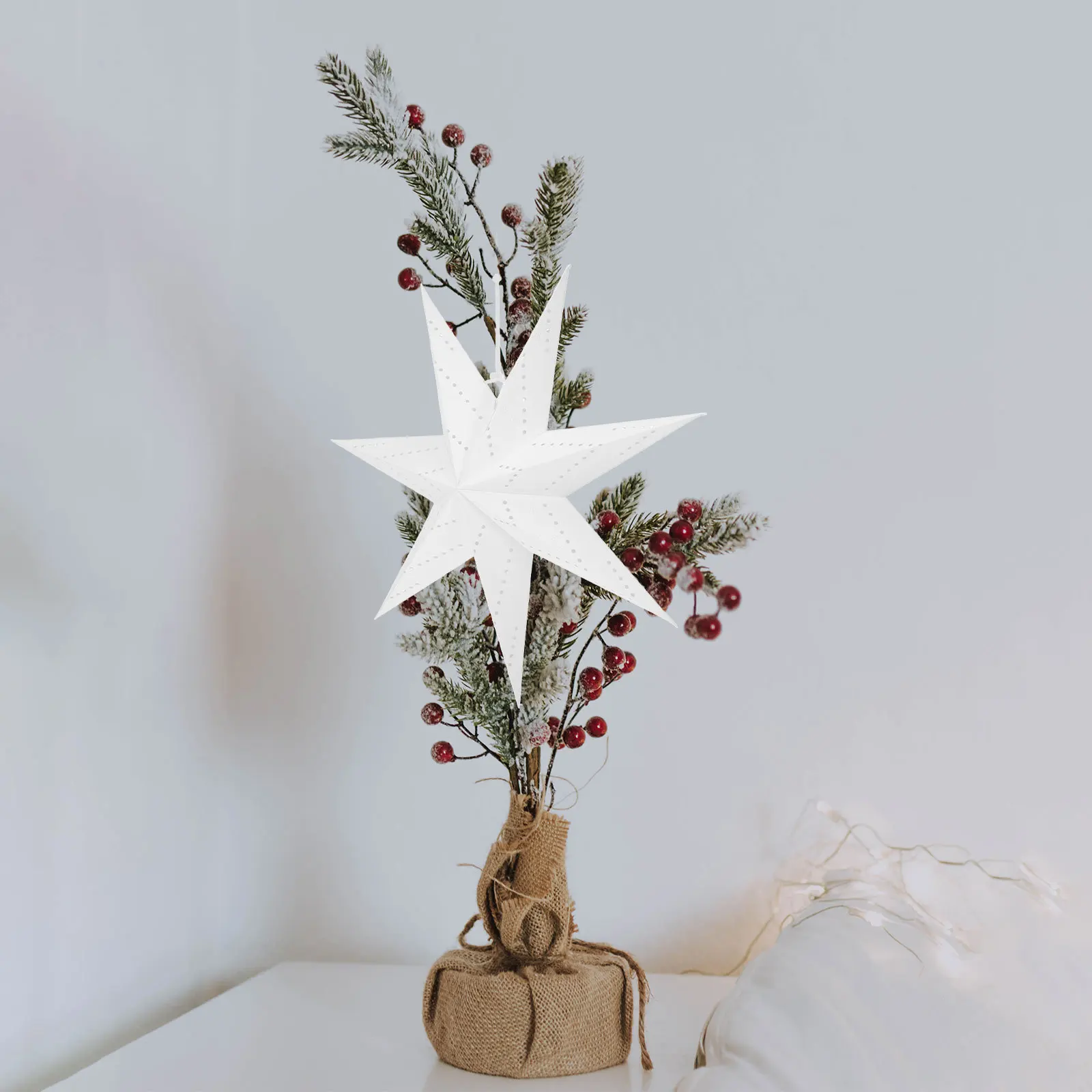 

2pcs Nine-Angle Star Lantern Foldable Paper Lamp Shade Hanging Light For Bedroom Living Room Christmas Decoration 3D Star Paper