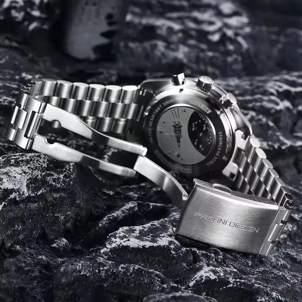 PAGANI DESIGN Quartz Auto Date Speed Luxury Chronograph 316L All Steel Waterproof Luminous Watch AR Sapphire Japan Movt Men Watc