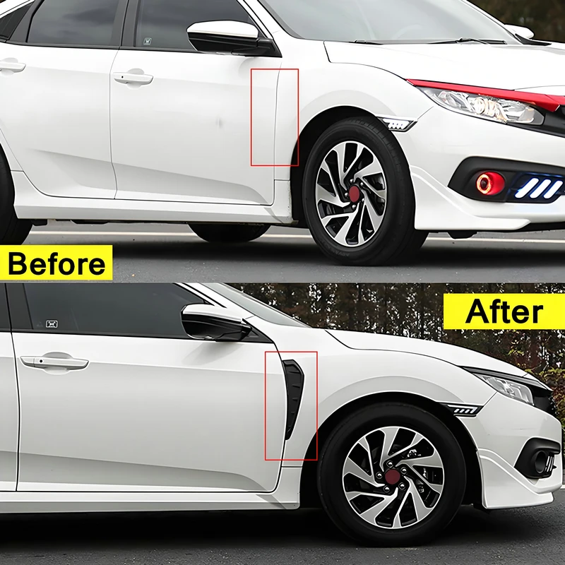 Carbon Fiber Style Black Side Fender Spoiler For Honda Civic 2016 2017 2018 2019 2020 10th Car Accessories Trim view 6