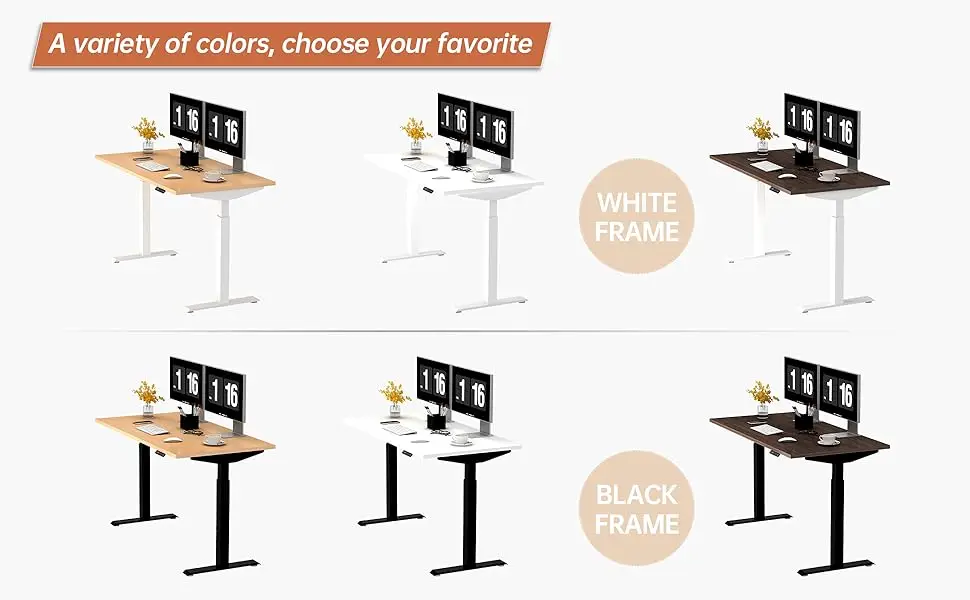 Height Adjustable Standing Desk Frame Ergonomic Office Desk Electric Lifting Computer Table with Easy Assembly