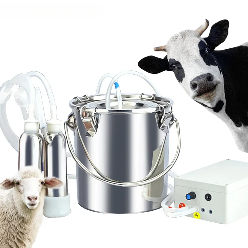 

5L Cow Goat Electric Milking Machine Milker Bucket Vacuum Pump Pulsating Milking Machine Automatic Pasture Cow Sheep Milker