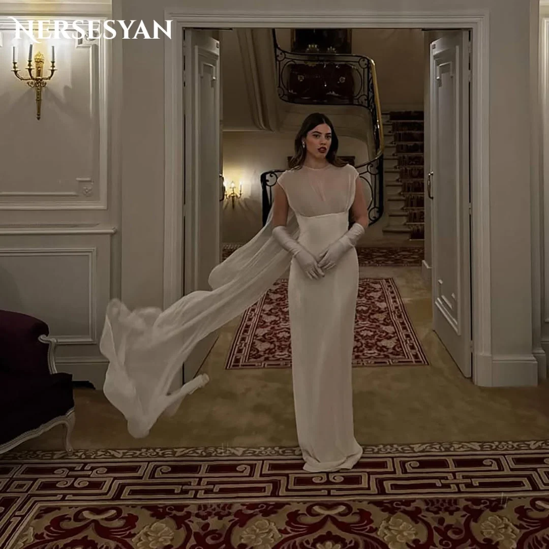 

Элегантное вечернее платье-русалка Nersesyan с накидкой, облегающее, из шифона, для торжественных мероприятий, женское, без перчаток, на заказ