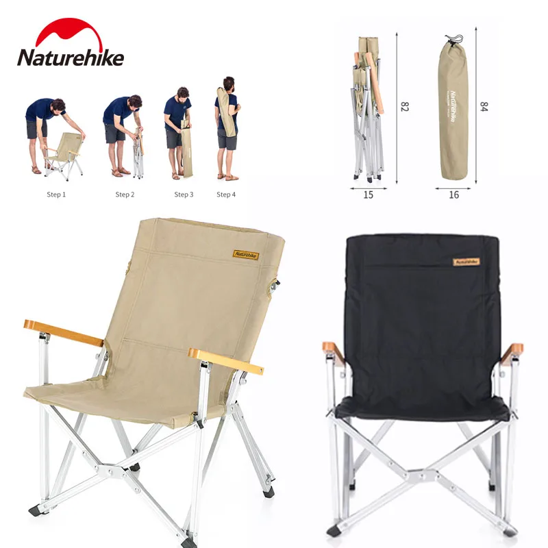 Naturehike Folding Chair PVC Oxford cloth Outdoor Beach Fishing Garden Backrest Seat Camping Aluminium Alloy Armchair Ultralight