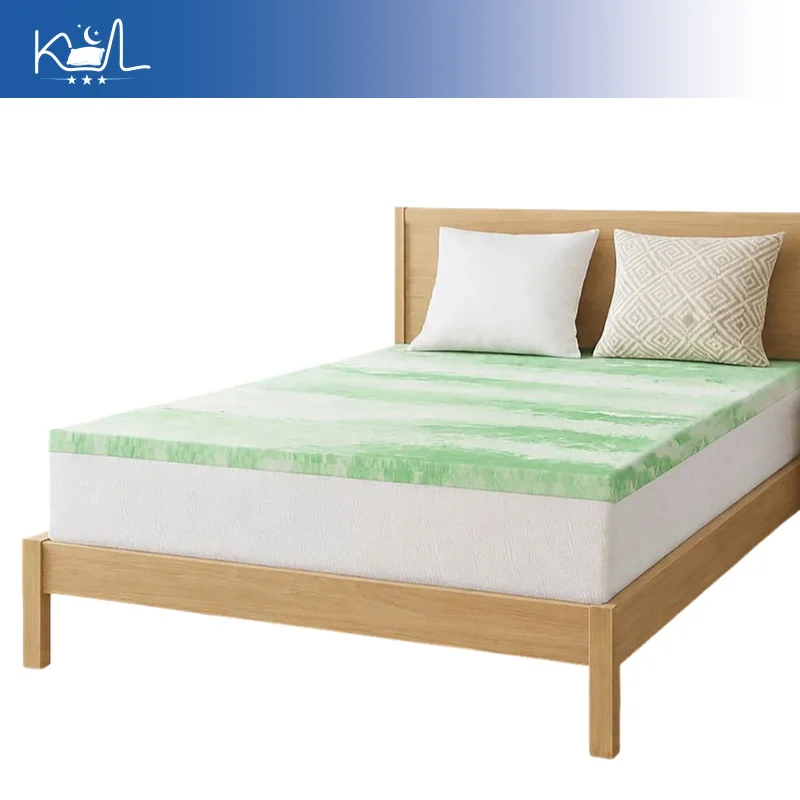 White Green Color Mixed Cloud Pattern High Density Sponge Mattress Topper, Soft Breathable Bed Pad, Pressure Relief