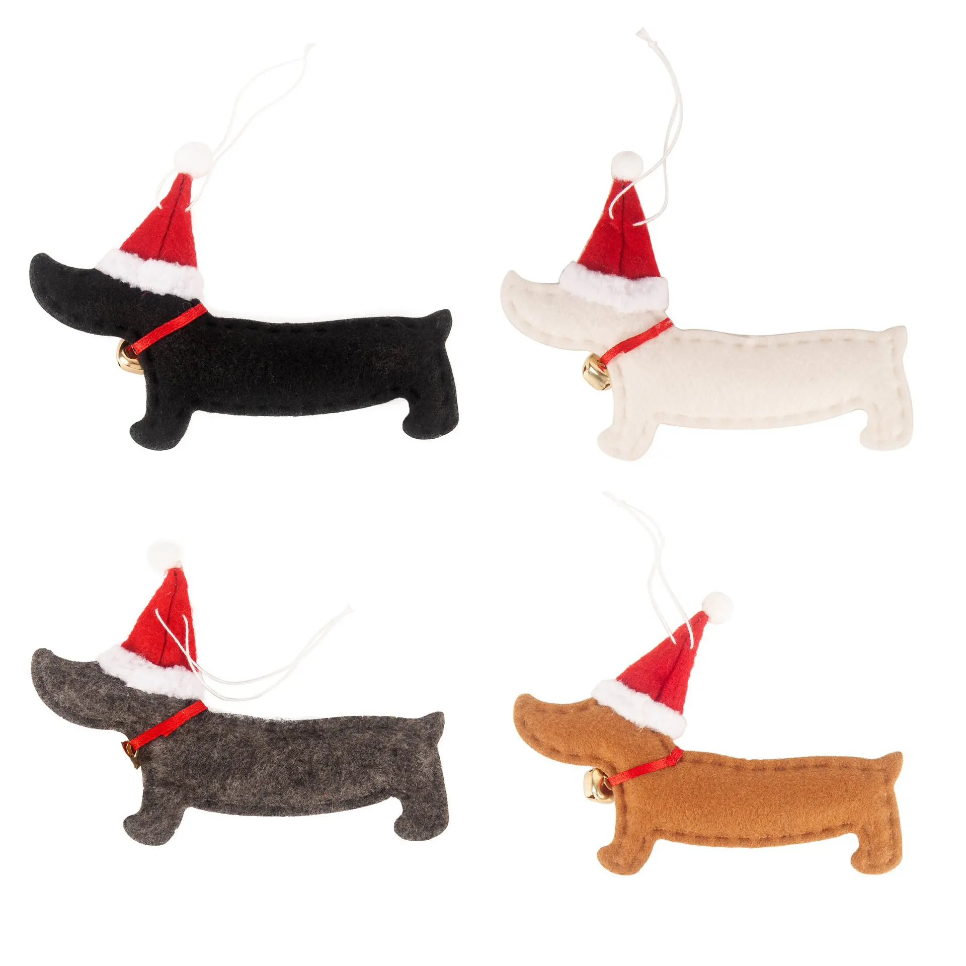 4Pcs Christmas Ornaments Xmas Gift Dachshund Christmas Tree Decoration Doll Pendant Hang Decorations for Home