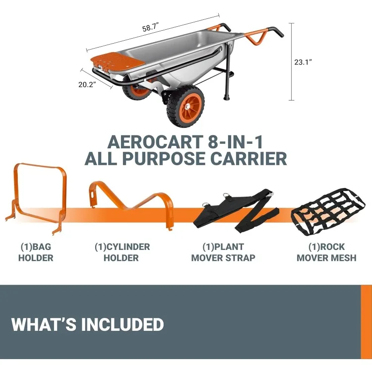 Aerocart Jardim carrinho, Carrinho de mão, Heavy Duty Dolly, 8 em 1, WG050