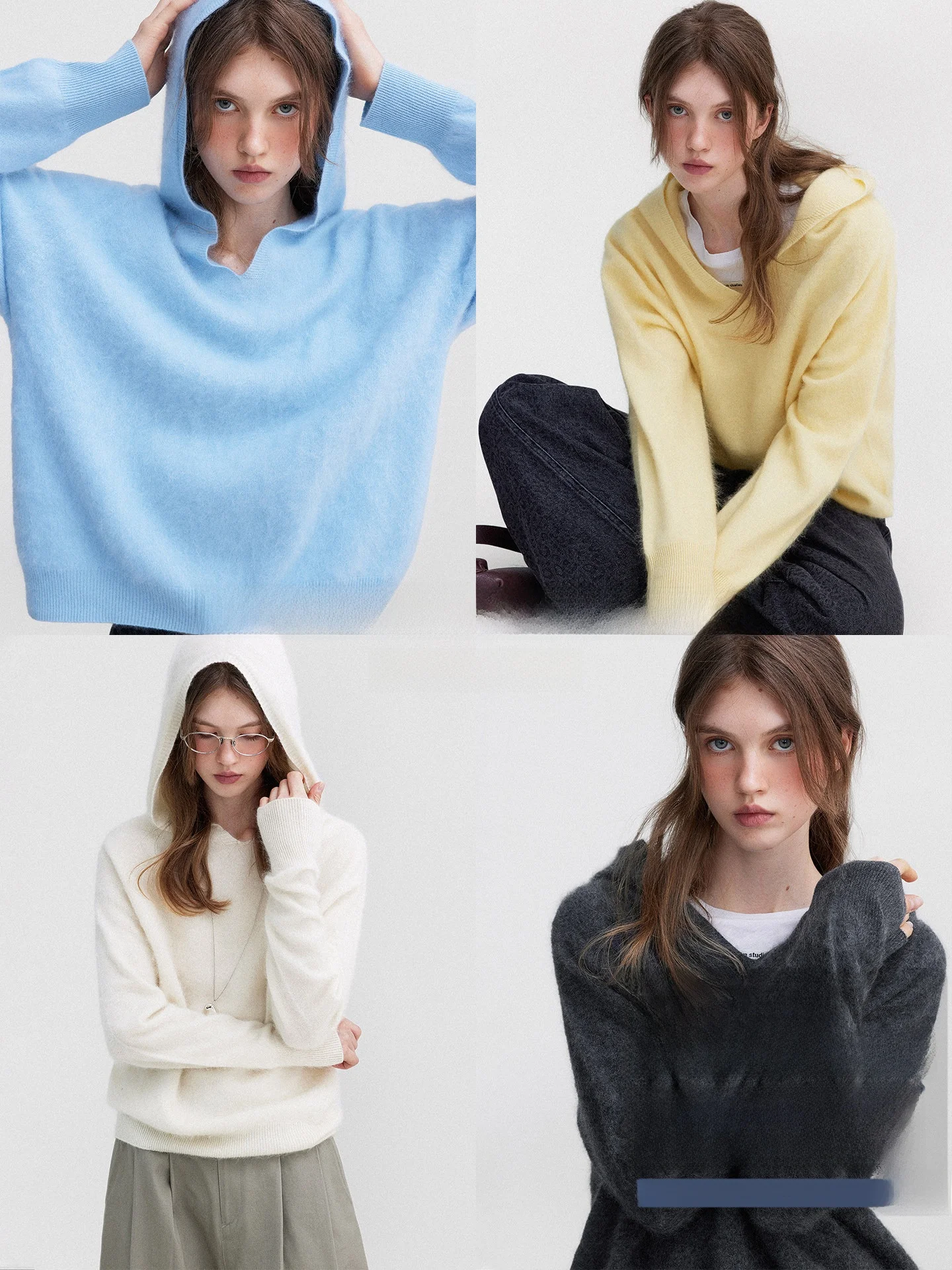 

Warm Woolen Knitted Hat Women's Sweater Romantic Mountain Goat Camere Soft Cozy Commute Sle Long Sve Hooded Knitwear