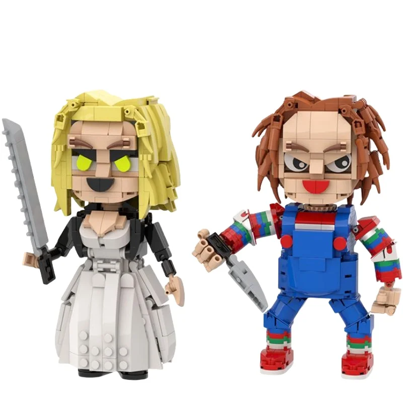 

New Hot Chuckys and Tiffany Building Block Set Horror Movie Bride of Chuckyed Model Toys Kids Adults Halloween Gifts