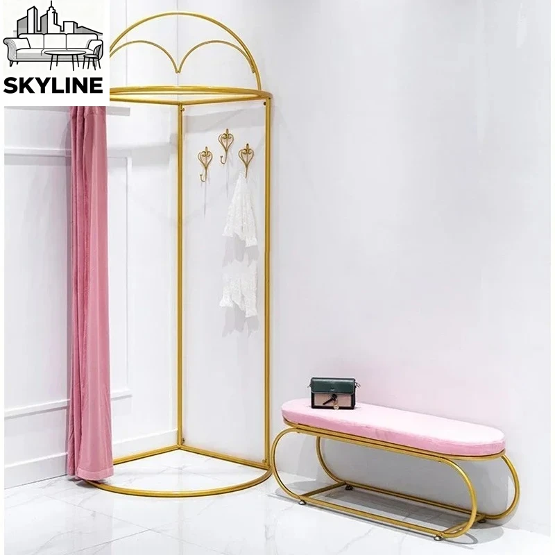 Simple Temporary Cloakroom Clothes Hangers Mobile Fitting Room Clothes Racks Shopping Mall Clothing Store Fitting Room Hangers