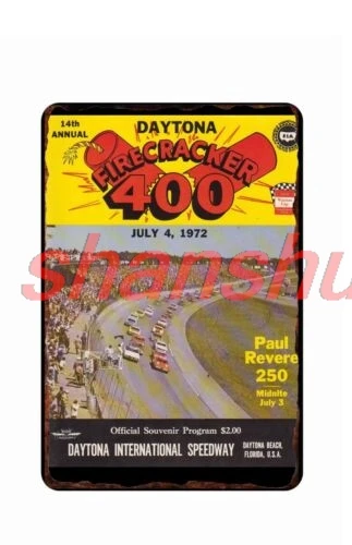 Daytona Firecracker 400 Stock Car Race All Metal Tin Sign  8x12 Vintage Signs ASC