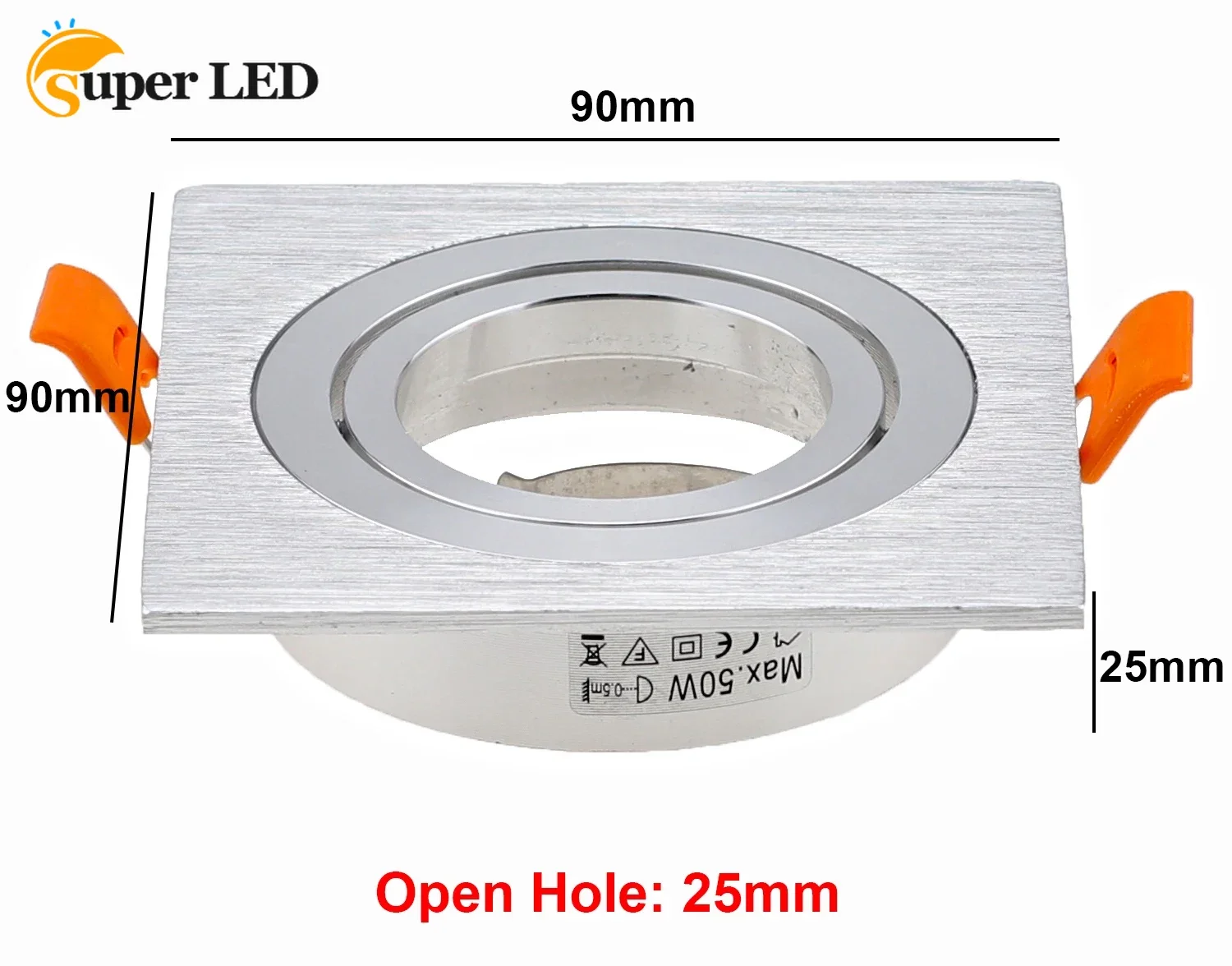 

White Silver Gu10 Fixture Mr16 Housing Led Gu10 Spot Light Spotlight Fitting Cut Hole 70mm Fixture Frame