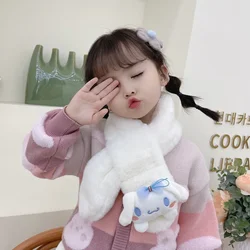 Kawaii Plush Cinnamoroll Children's Scarf Kuromi My Melody Soft Girls Anime Plushie Thickened Kids Scarves Christmas Cute Gift