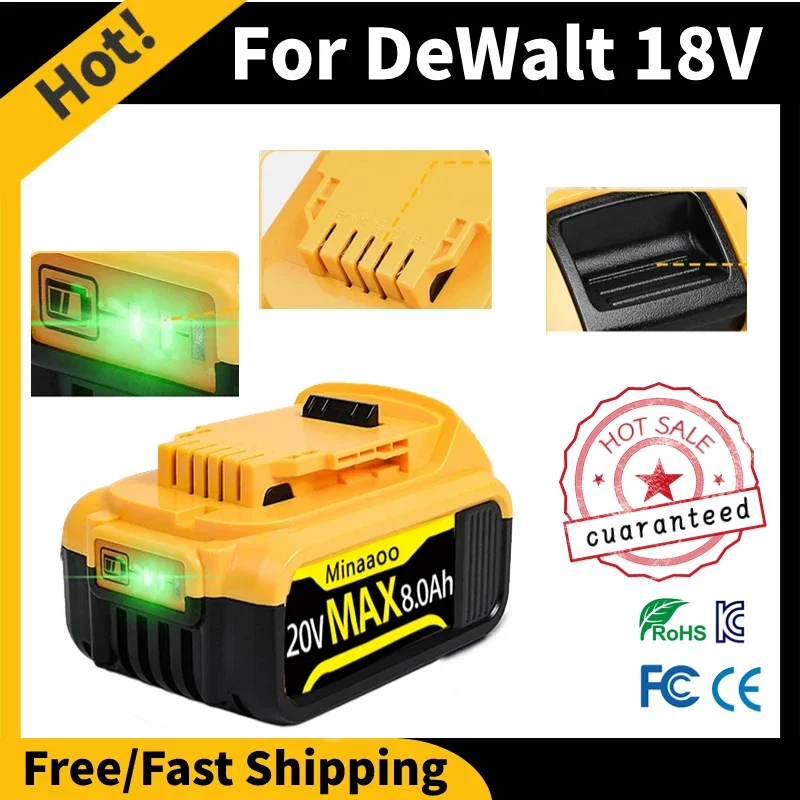 Imagem -03 - Substituição da Ferramenta Elétrica da Bateria do Max 20v 6.0ah 20v Ajuste para Dewalt Dcb205 Dcb 206 Dcb181 Dcb182 Dcb200 3a 5a 18v 20v 2023