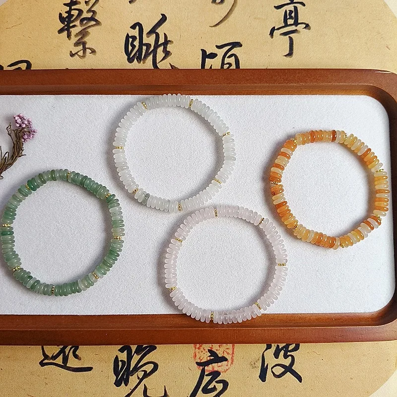 6*2Mm Natural Crystal Abacus Bracelet Tianshan Green Pink Quartz Tablet Spacer Bead Fashion Dongling Jade Jewelry