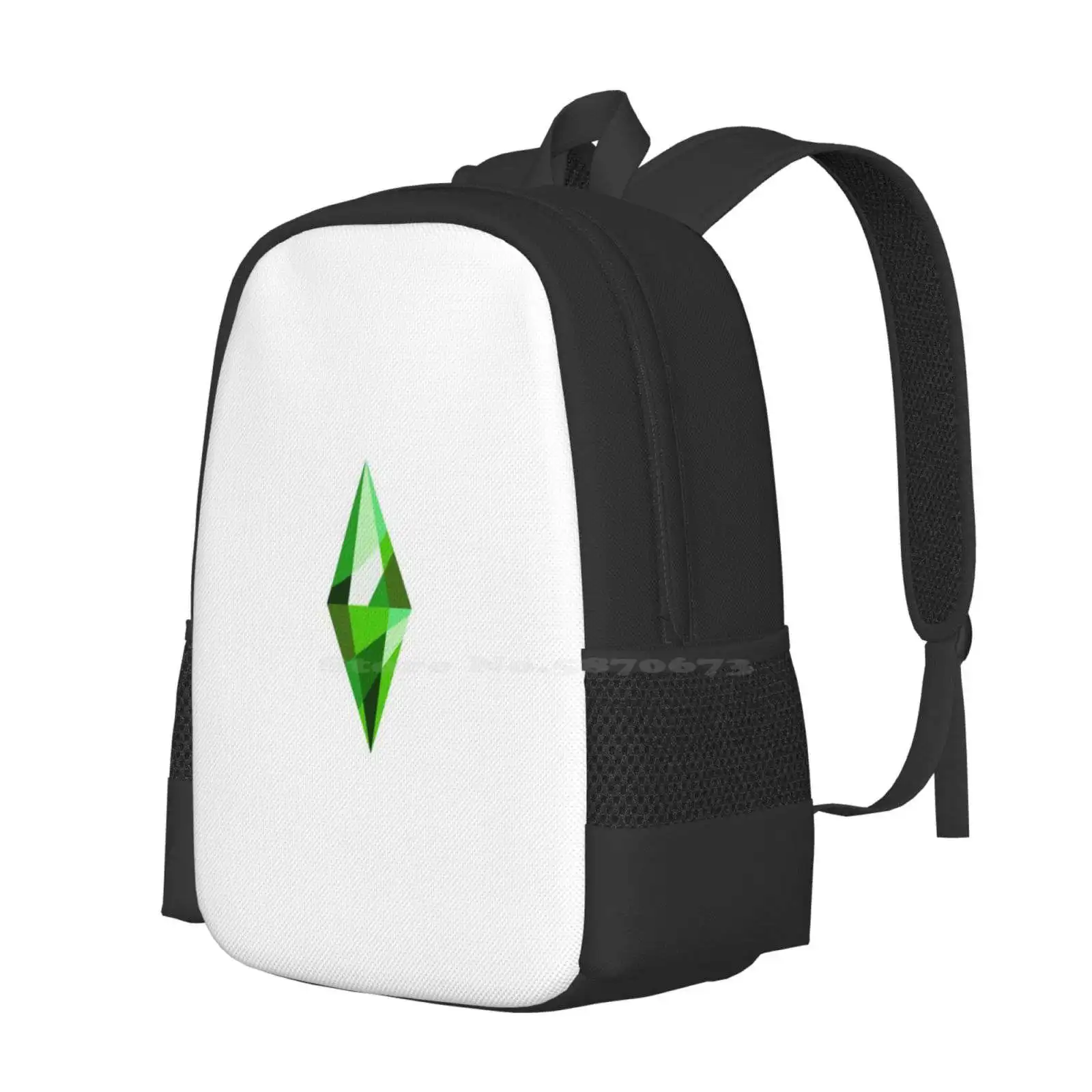 Mochila escolar con diseño de plumbbob, mochilas con diseño de patrón de Los Sims 4, actualización de los Sims 4, Happy Sims 3, Gaming Gamer