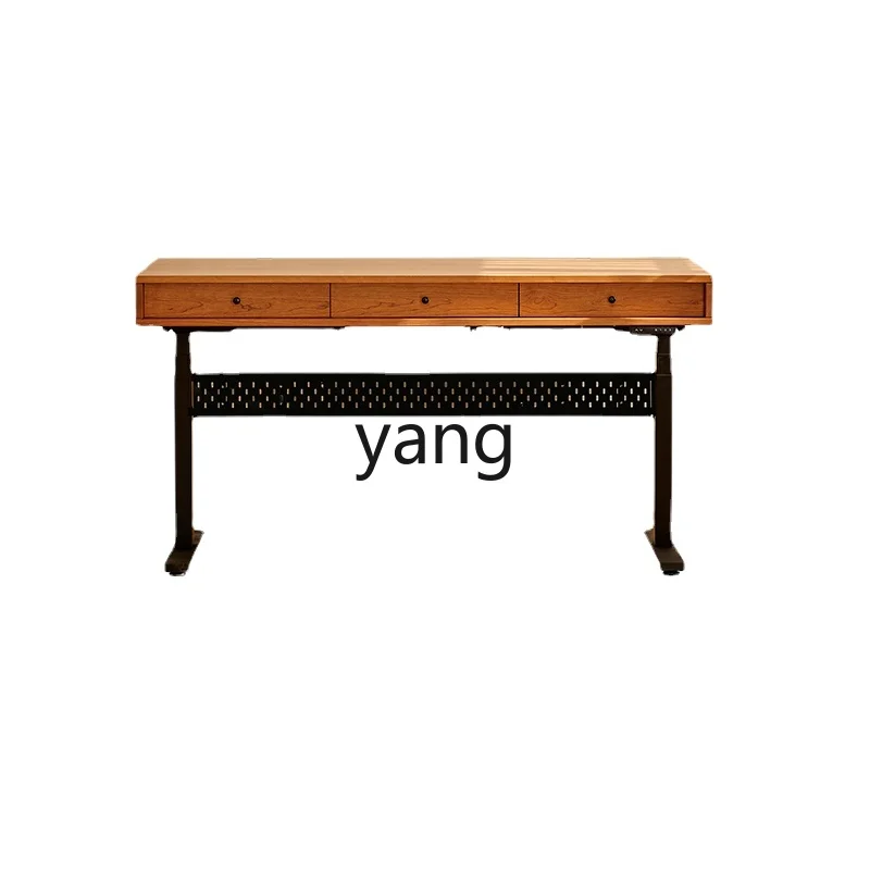 Yjq Starting Point Lifting Desk Cherrywood Double Motor Electric Lifting Table Double Desk