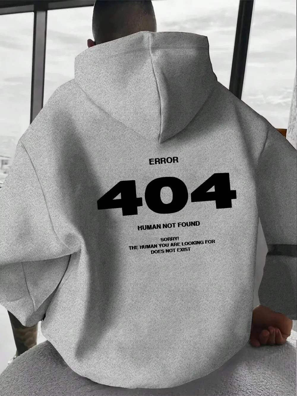ERROR 404 HUMAN NOT FOUND Men Women 2D Print Hoodie Outdoor Street Casual Sport Hip-Hop Autumn/Winter Long-Sleeve Sweatshirt Top