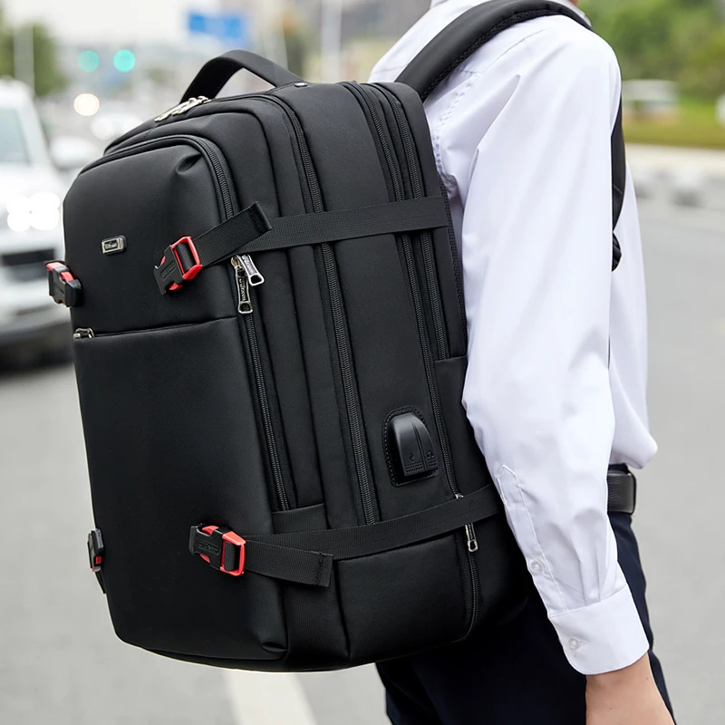 50L Male Expandable Large Capacity Traveling Backpack for 18 inch 17 inch Laptop Men\'s Backpack Approved Weekender Bag