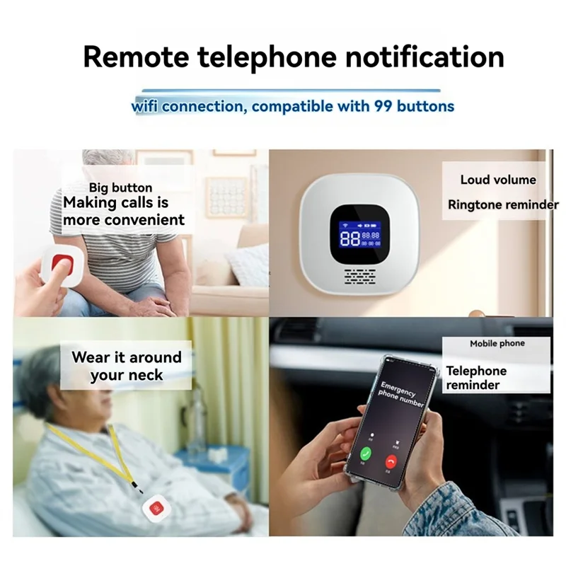 【Shopper’S-Favorite!】Tuya Smart Wifi SOS Emergency Alert System Call Button Elderly Caregiver Pager For Seniors , Elderly Patien