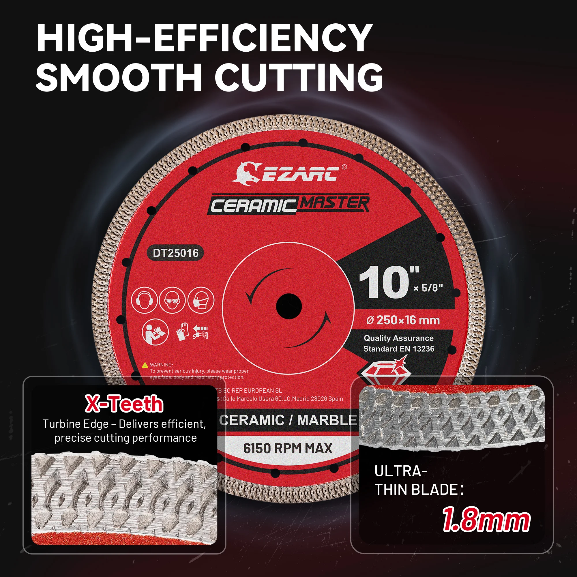 EZARC 10 Inch Super Thin Diamond Tile Blade 5/8