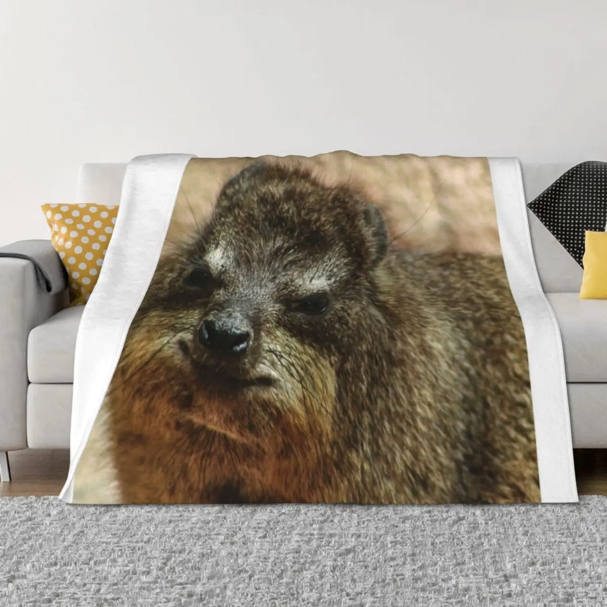 

Close up of rock hyrax Throw Blanket Bed covers for sofa Decoratives Bed linens Blankets