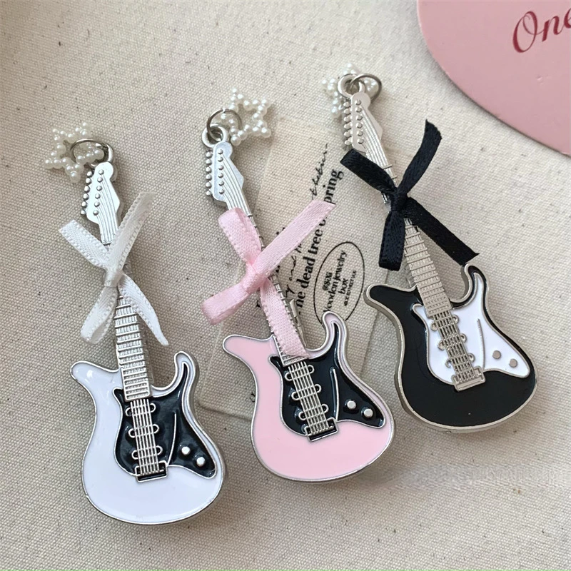 Kpop Fashion Guitar Star Bow Knot Hair Clip Vintage Sweet Cool Charm Y2k Aesthetics Harajuku Trendy Hair Accessories for Women