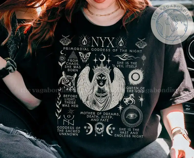 Goddess Nyx Tshirt | Nyx Gift for Her | Witchcraft Dark Academia Comfort Shirt T-shirt Tee