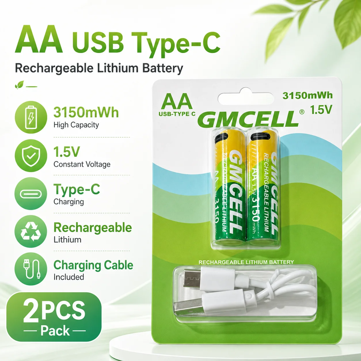 

USB Charging 1.5V AA AAA Size Rechargeable Battery High Capacity 3150mWh 750mWh Lithium Battery For Smart Lock Remote Controller