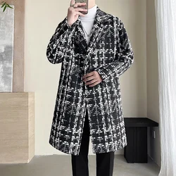 2025 new arrival winter jacket men fashion plaid Woolen Coat Men's Casual Wool trench coat Men Dress windproof male Jacket men