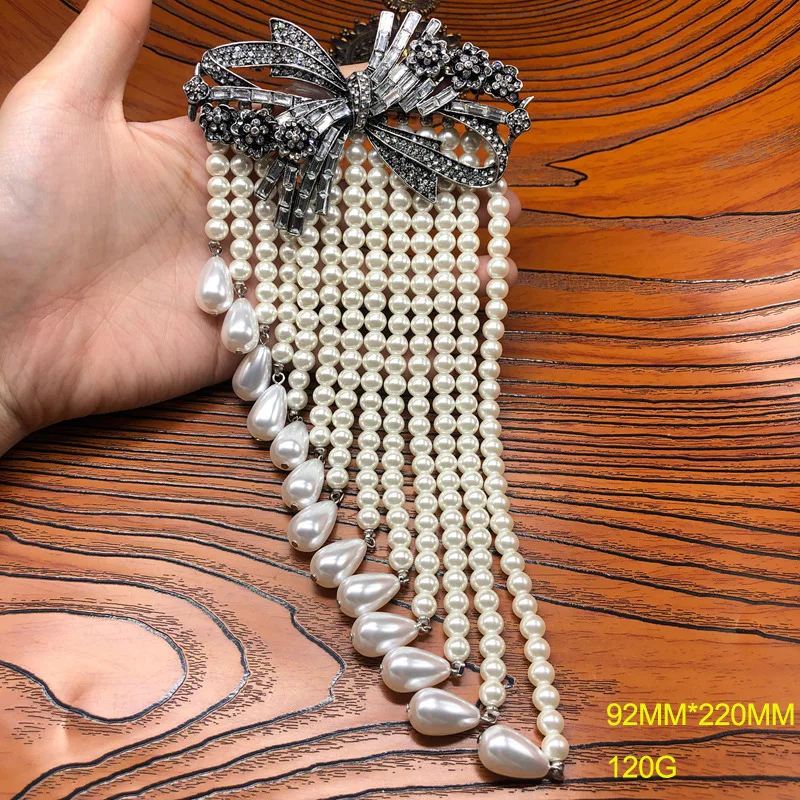 

Ретро модный дизайн, стеклянная жемчужная кисточка, булавка с бантом, инкрустированная универсальная элитная ювелирная брошь для пальто