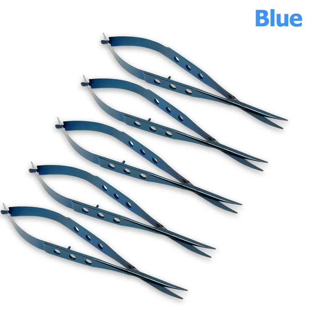 5Pcs Blunt Curved Tip Ophthalmic Scissors, Titanium Coated Stainless Steel Conjunctival Scissors for Delicate Tissue Dissection