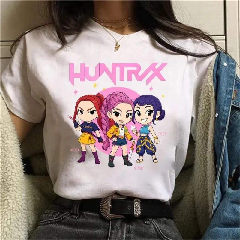 Kpop Devil Hunter Mira Rumi Zoey impreso hombres y mujeres pareja camiseta Casual Neutral verano manga corta Harajuku camiseta