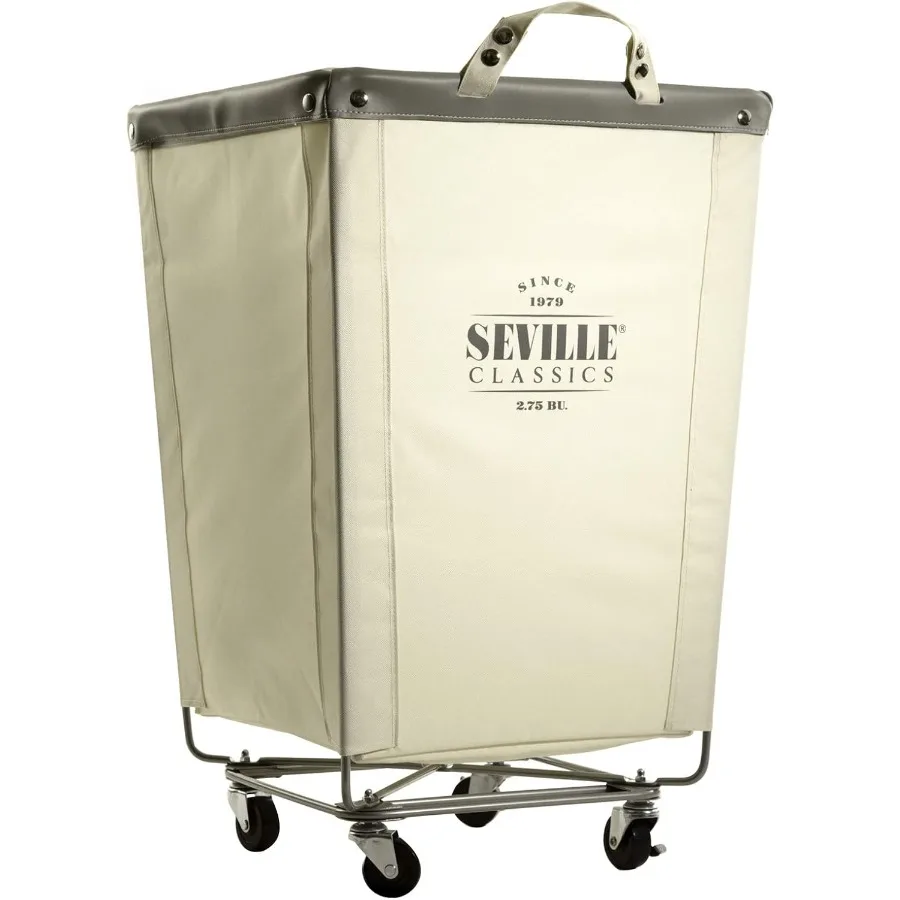 

Large Commercial Heavy Duty Rolling Steel Frame Laundry Hamper Canvas Cart Bin with Wheels Designed for Hotel Home Closet and B