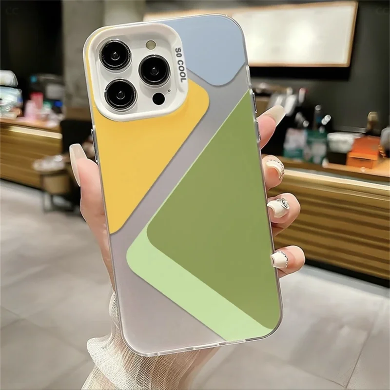 Four-color square Mosaic pattern phone case for iPhone 16 15 14 13 12 11 Pro/ Max/Plus shock-proof rear cover anti-fingerprint