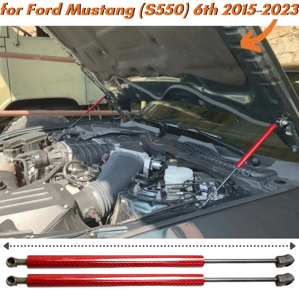 Qty(2) Hood Struts for Ford Mustang MK6 2015-2022 Front Bonnet Lift Supports Shock Absorbers Bars Dampers Gas Springs Rod