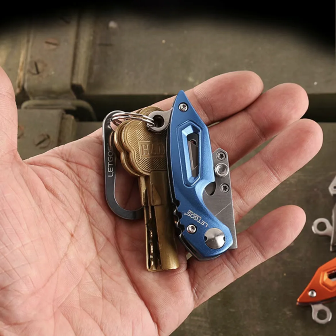 Imagem -02 - Mini Keychain Utility Knife Liga de Alumínio Handle Lâmina Substituível Edc Outdoor Multitool Tool Tool Papel Sharp Cutter Lâminas