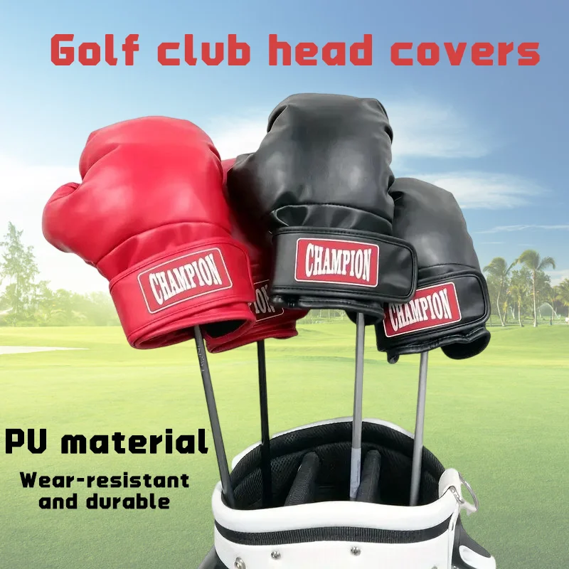 Golf Club Head Cover Protector Fairway Wood Driver Cover Funny Boxing Glove Shape Headcover PU Material Gift Golf Club HeadCover