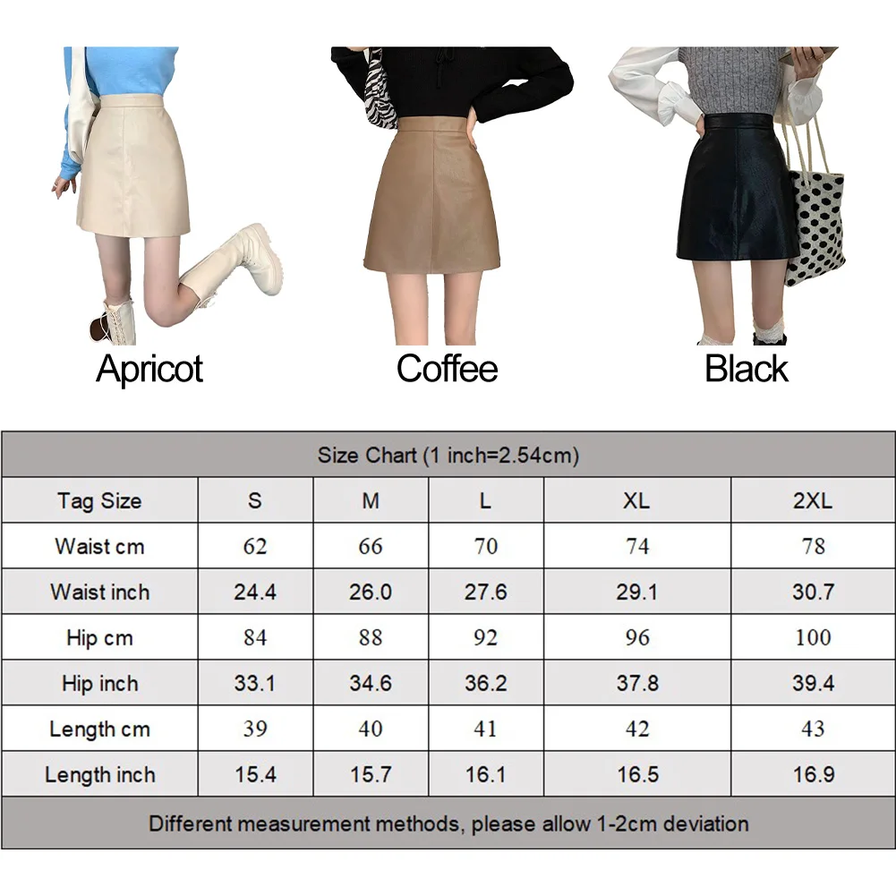 Daily Skirts Skirt Low Waist PU Leather Sexy Short Skirt Skirt Slimming Solid Color Womens Casual Fashion Winter