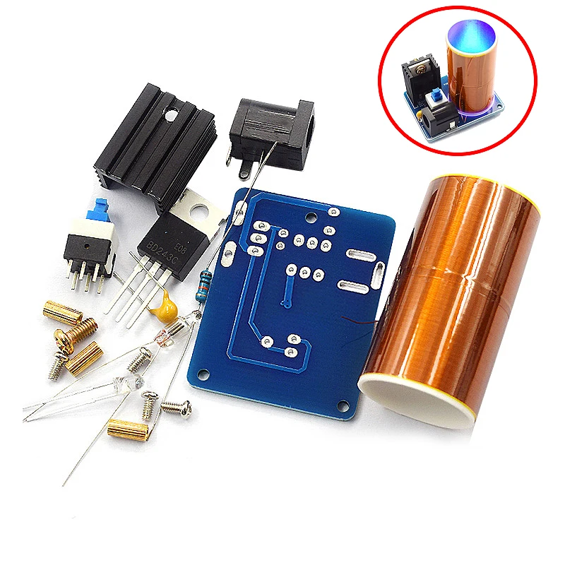 BD243 Mini Tesla Coil Kit Magic Props DIY Parts Empty Lights Technology Diy Electronics BD243C