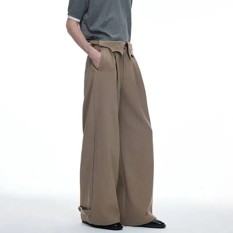 LUZHEN 2026 New Fashion Patchwork Waist Embroidery Pattern Niche Design Straight Casual Pants Men Handsome Male Trousers JY7456