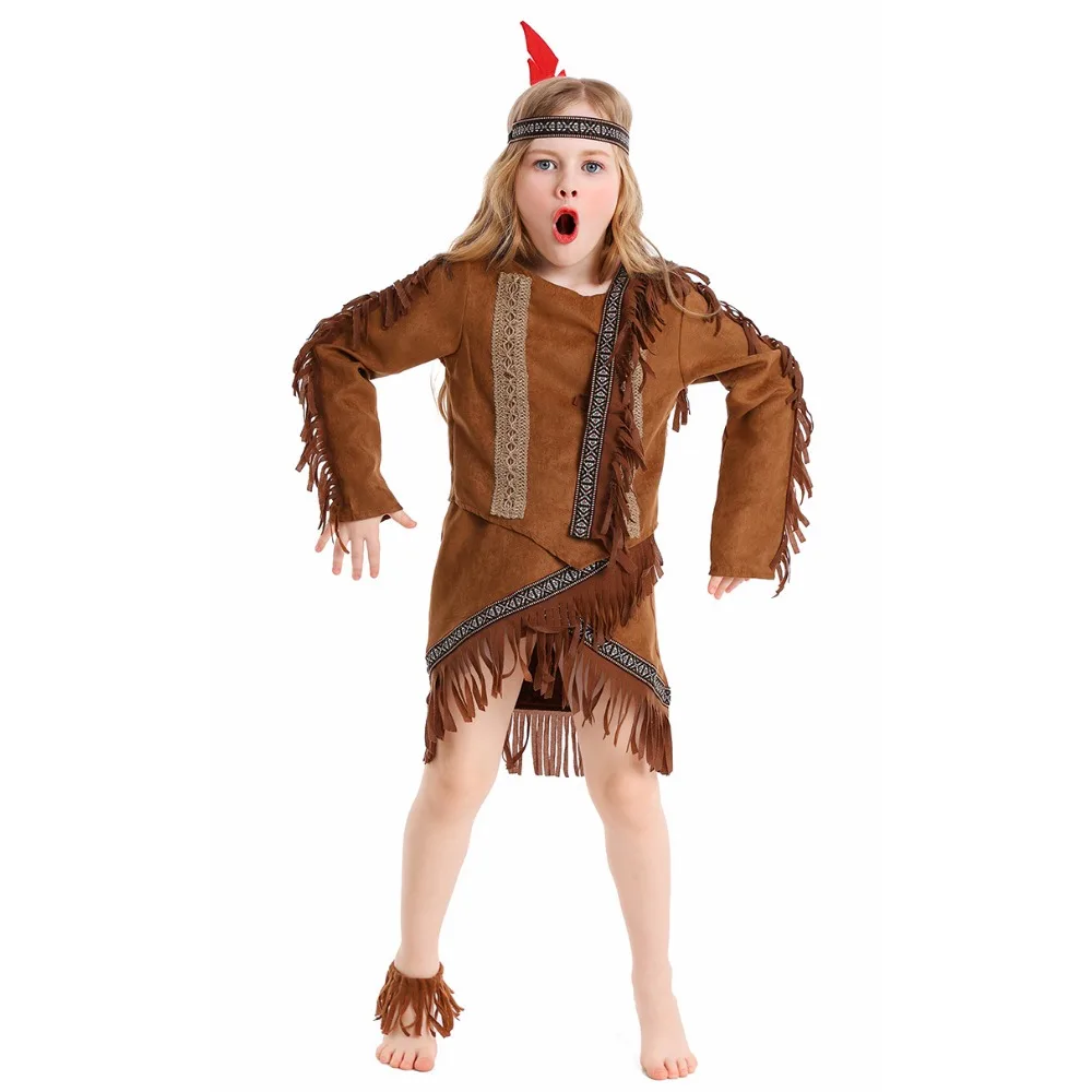 Halloween Caveman Costume Child Aboriginal Stage Performance Costume Aboriginal Indian Chief Cosplay Costumes