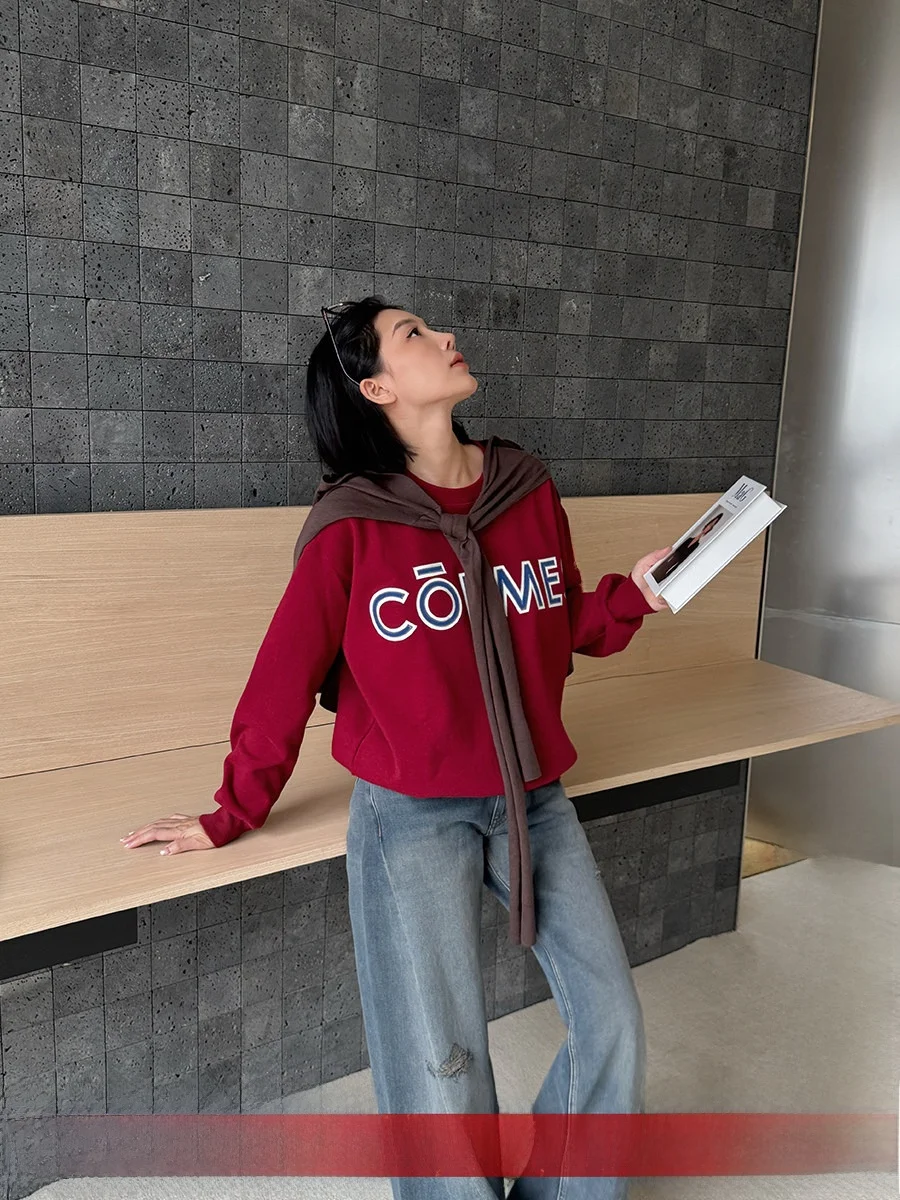 

Brand Long Sve round Ne Sweatirt DEARSOCUTE Handpied Boutique Clothing Comfortable Loose Fit Faionable