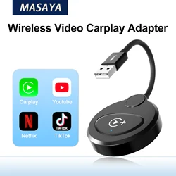 Wireless Video CarPlay Adapter With Netflix/YouTube/Tiktok, For OEM Wired CarPlay Cars