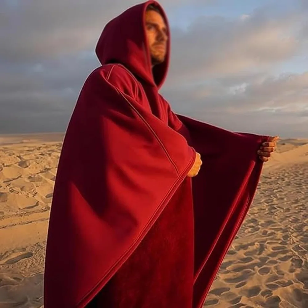 New Good Quality Indio Cloak Hoodie Punk Loose Solid Color Men Sweatshirt Casual With Hat Blanket Male Tops Autumn and Winter